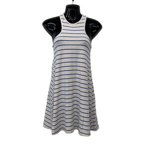 Fighting Eel Blue Striped Tank Dress Knee Length Round Neck Women's Size S‎